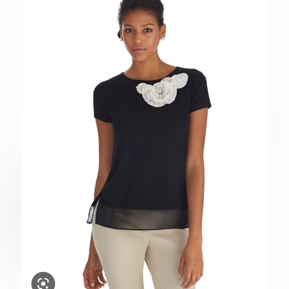WHBM 3D Floral Embellished Boxy Tee